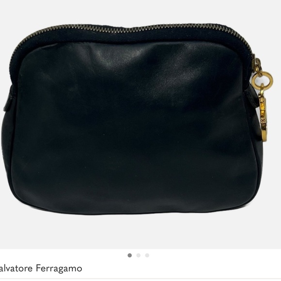 Salvatore Ferragamo Vintage Black Leather Cosmetic Clutch size small - Picture 5 of 5